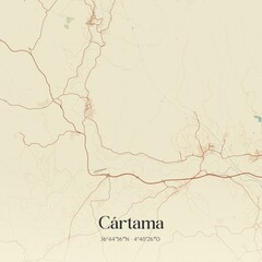 Obraz premium Retro Spanish map of C�rtama, Andaluc�a. Vintage street map.