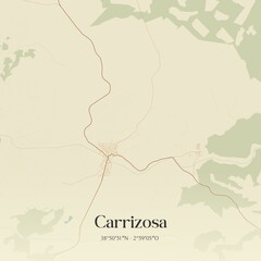 Fototapeta premium Retro Spanish map of Carrizosa, Castilla-La Mancha. Vintage street map.