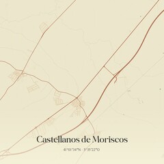 Retro Spanish map of Castellanos de Moriscos, Castilla y Le�n. Vintage street map.