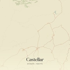 Retro Spanish map of Castellar, Andaluc�a. Vintage street map.