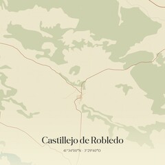 Obraz premium Retro Spanish map of Castillejo de Robledo, Castilla y Le�n. Vintage street map.