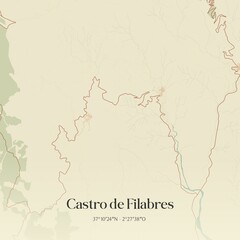 Obraz premium Retro Spanish map of Castro de Filabres, Andaluc�a. Vintage street map.