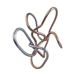 Intricate Metallic Sculpture Showcasing Rose Gold and Silver Intertwined Design