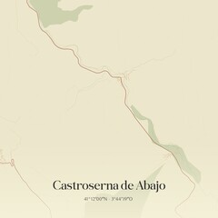Retro Spanish map of Castroserna de Abajo, Castilla y Le�n. Vintage street map.