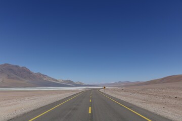 Road leads through Altiplano, San Pedro de Atacama, Antofagasta region, Chile, South America