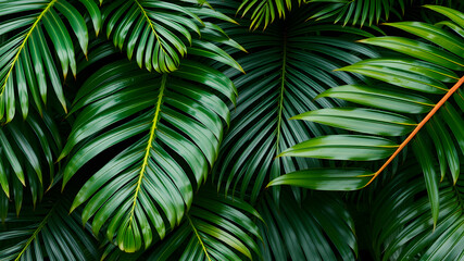 Monstera and palm leaves jungle texture