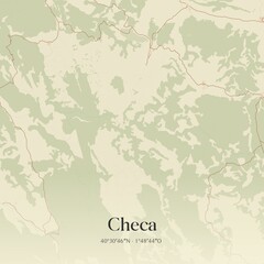 Retro Spanish map of Checa, Castilla-La Mancha. Vintage street map.