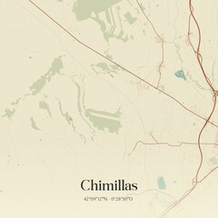 Retro Spanish map of Chimillas, Arag�n. Vintage street map.