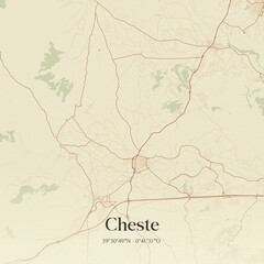 Fototapeta premium Retro Spanish map of Cheste, Comunidad Valenciana. Vintage street map.