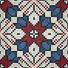 Fototapeta premium Mosaic tiles background, seamless vector pattern