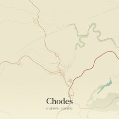 Retro Spanish map of Chodes, Arag�n. Vintage street map.