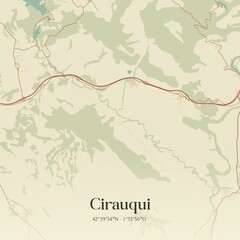 Obraz premium Retro Spanish map of Cirauqui, Comunidad Foral de Navarra. Vintage street map.