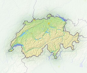 Switzerland, shaded relief map, Europe
