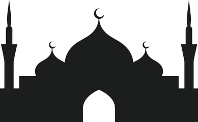 Minimalist Islamic Mosque Silhouette Vector – Elegant Religious Architecture