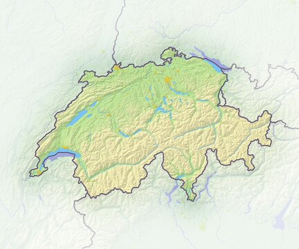 Switzerland, shaded relief map, Europe