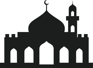 Islamic Mosque Silhouette Vector – Elegant Religious Architecture for Ramadan & Eid