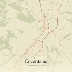 Obraz premium Retro Spanish map of Cocentaina, Comunidad Valenciana. Vintage street map.