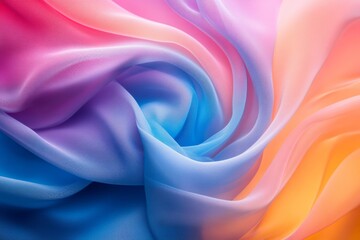 Obraz premium Pastel Rainbow Fabric Swirl Soft Colorful Textile Texture