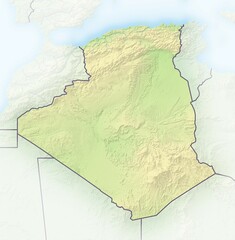 Algeria, shaded relief map, Africa