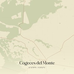 Fototapeta premium Retro Spanish map of Cogeces del Monte, Castilla y Le�n. Vintage street map.