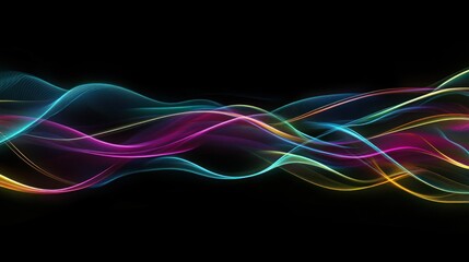 Naklejka premium A digital abstract neon striped background featuring glowing light trails with smooth motion effects and radiant color blending