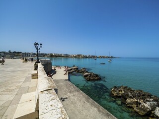Fototapeta premium Promenade, old town, Otranto, province of Lecce, Salento peninsula, Puglia, Italy, Europe