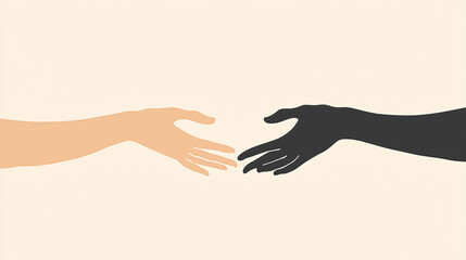 A clean, simple illustration of two hands—one male, one female—reaching towards each other, symbolizing equality and collaboration. 