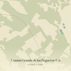 Retro Spanish map of Com�n Grande de las Pegueras (Cu, Castilla y Le�n. Vintage street map.
