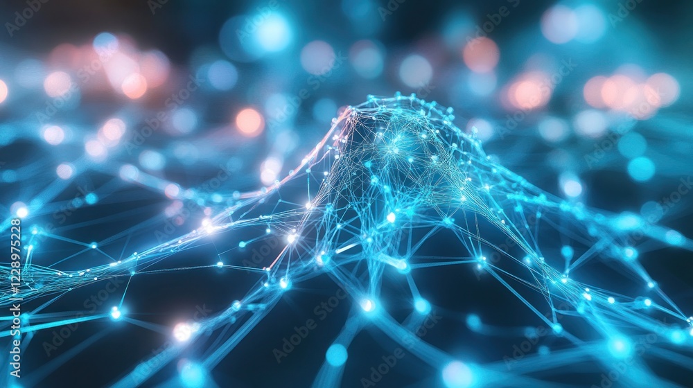 Poster abstract glowing network connection mesh.