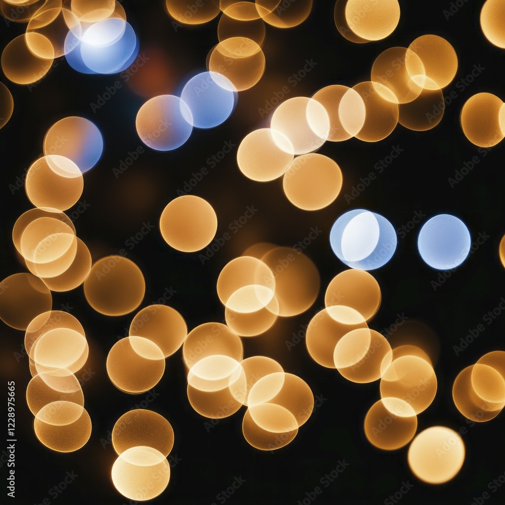 Poster abstract bokeh effect featuring warm-colored and blue lights creating a glowing pattern against a da