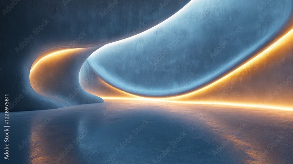 Poster a clean, parlaq abstract pattern with luminous edges and smooth shapes