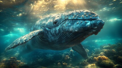 Majestic Blue Whale Close-Up