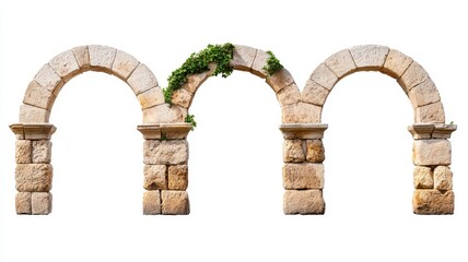 Set of ancient stone archways showcasing timeless architecture and historical charm in a serene landscape.