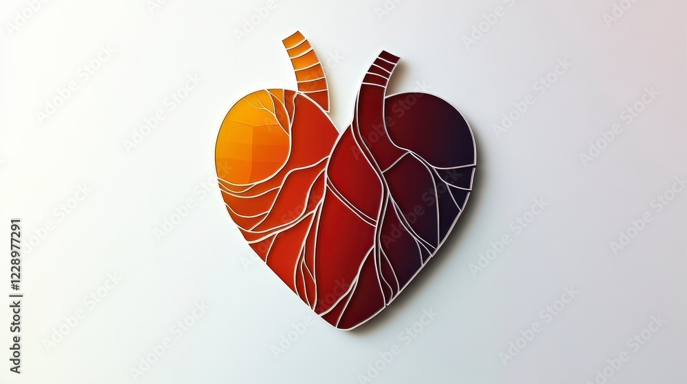 Aufkleber heart design with abstract geometric pattern and color gradient