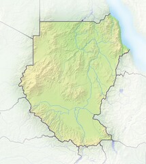 Sudan, shaded relief map, Africa