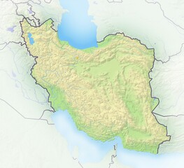 Iran, shaded relief map, Asia