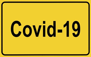 Symbol picture, place name sign, beginning of town, Coronavirus, Sars-CoV-2, Covid-19, Germany, Europe