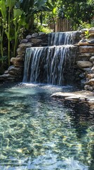Naklejka premium Serene Waterfall Garden Oasis