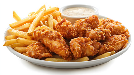 Gourmet Fries and Chicken Dish on a Plate