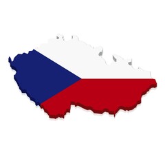 Outline and flag of the Czech Republic, 3D, hovering