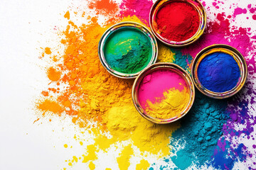 A vibrant collection of Holi-themed background featuring colorful powder splashes, rangoli, neon effects, watercolor textures, and festive elements, all including the bold text "HAPPY HOLI" 