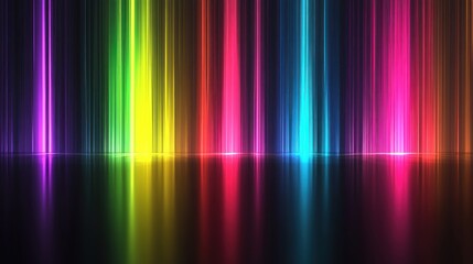 A luminous neon background with bold glowing stripped lines in multiple bright colors Smooth transitions and soft reflections create a dynamic digital feel