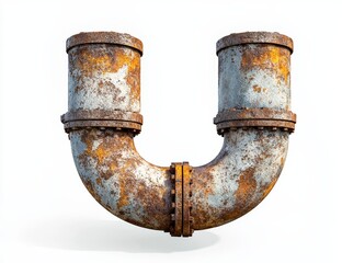 Rusty metal pipe shaped as letter U.