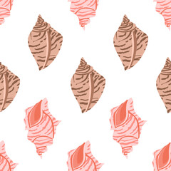 Sea shells seamless pattern. Trendy pattern of seashells for wrapping paper, wallpaper, stickers, notebook cover.