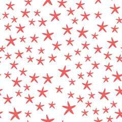 Starfish seamless pattern. Trendy pattern of starfish for wrapping paper, wallpaper, stickers, notebook cover.