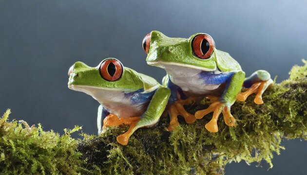 FKI generated, Two red-eyed tree frogs (Agalychnis callidryas), Central America, AI generated