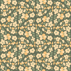 Trendy seamless floral ditsy pattern. Fabric design with simple flowers. Vector cute repeated pattern for baby fabric, wallpaper or wrap paper