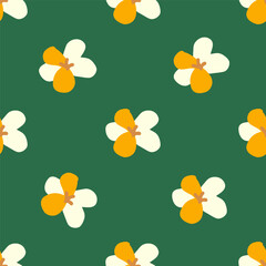 Trendy seamless floral ditsy pattern. Fabric design with simple flowers. Vector cute repeated pattern for baby fabric, wallpaper or wrap paper