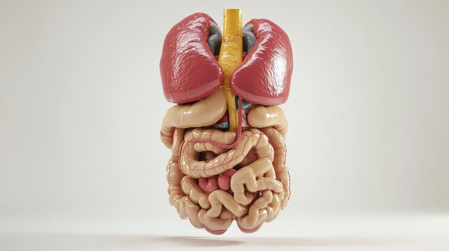 Human Body Anatomy Model Showing Organs and Digestive System