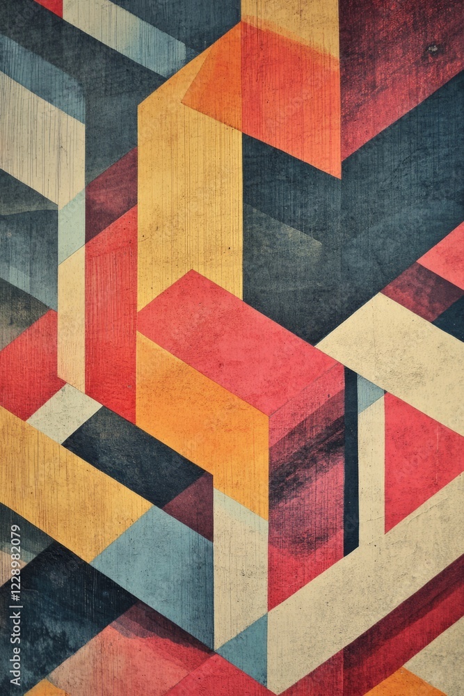 Poster colorful abstract geometric pattern with textured background, ideal for modern design and creative p
